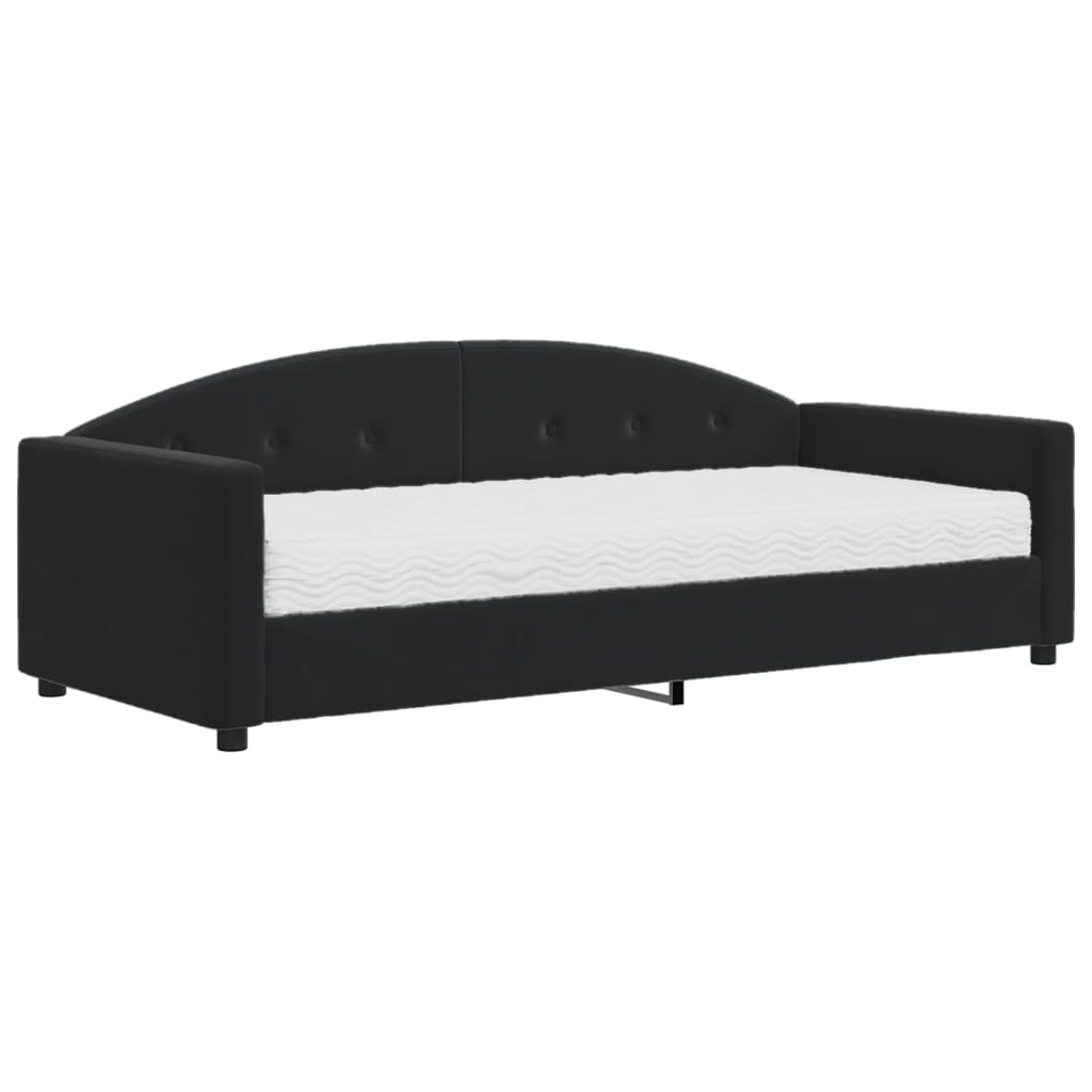 Sofá-cama com colchão 90x190 cm veludo preto