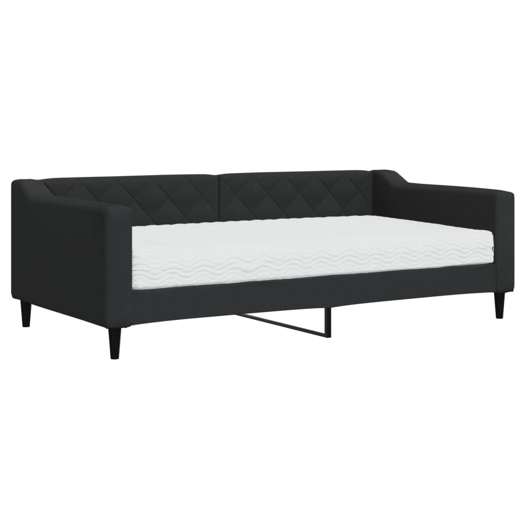 Sofá-cama com colchão 90x190 cm tecido preto