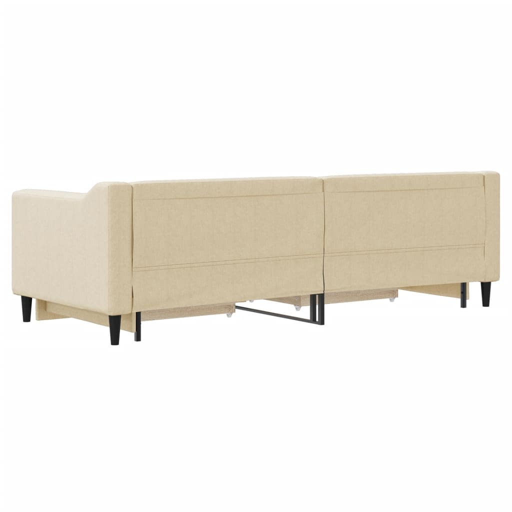 Sofá-cama com gavetão e gavetas 80x200 cm tecido cor creme