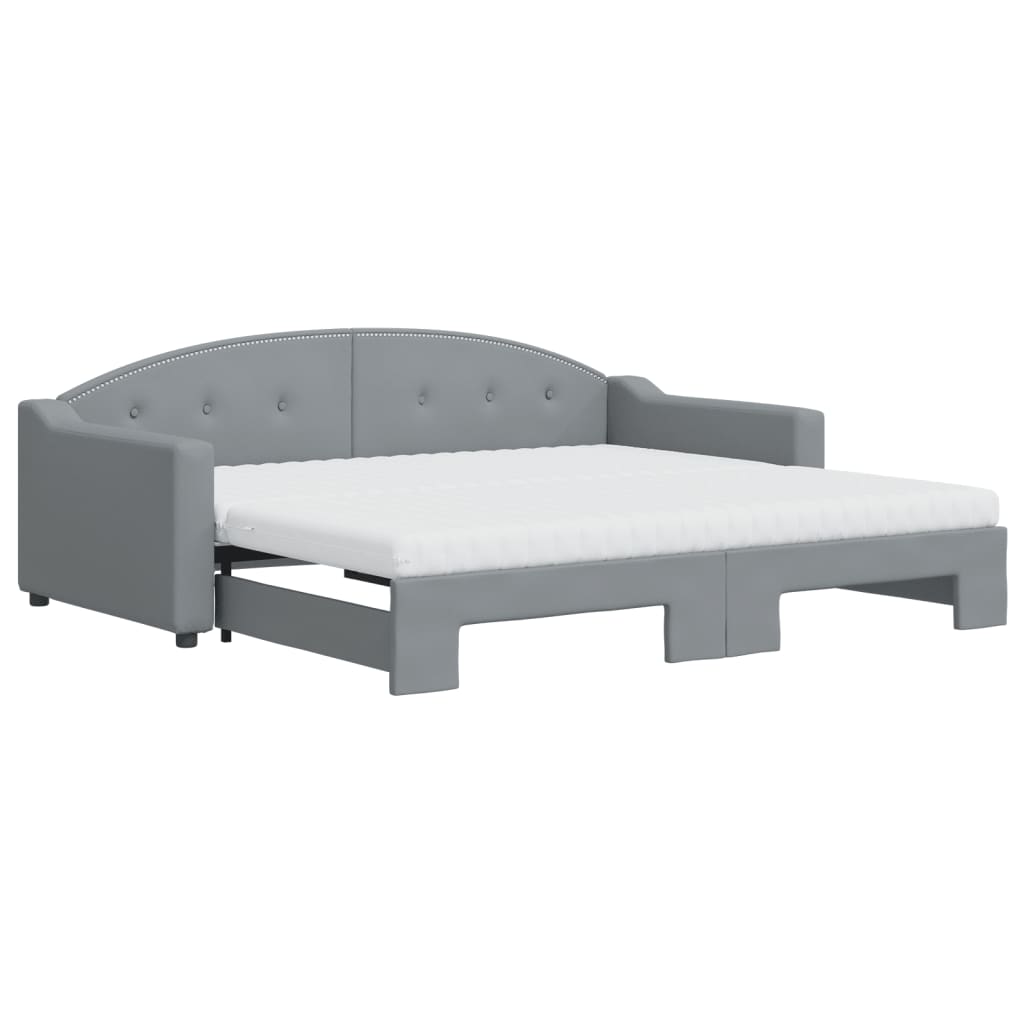 Sofá-cama c/ gavetão e colchões 90x190 cm tecido cinzento-claro