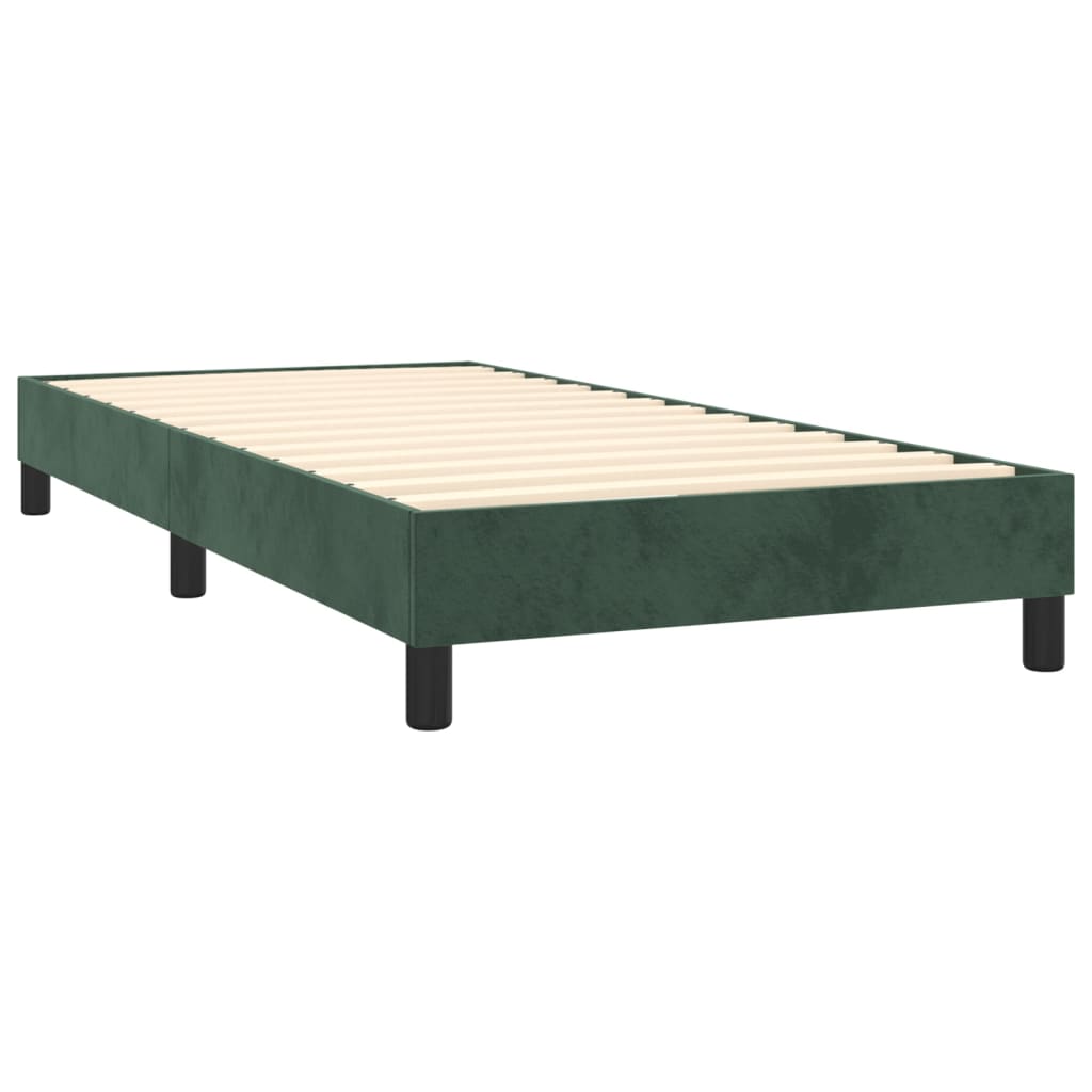 Cama com molas/colchão 90x190 cm veludo verde-escuro