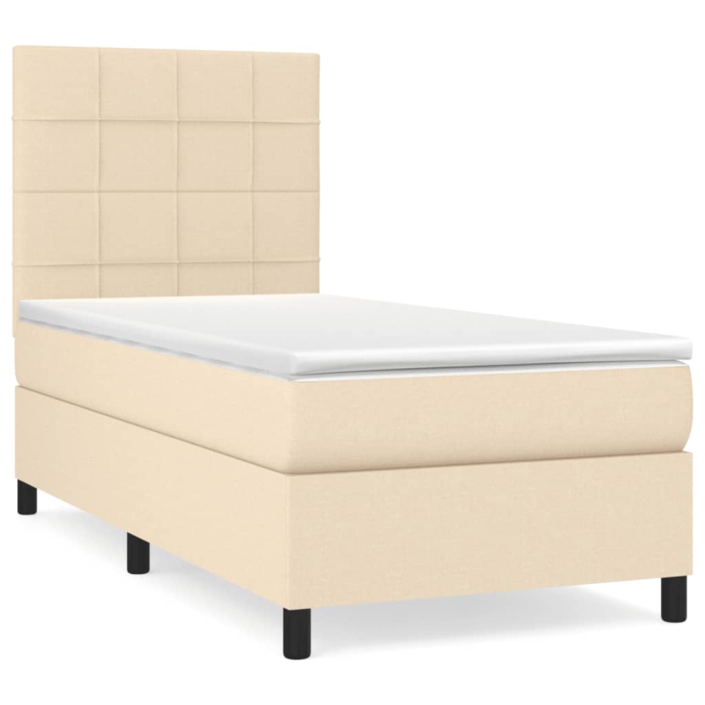 Cama com molas/colchão 90x190 cm tecido cor creme