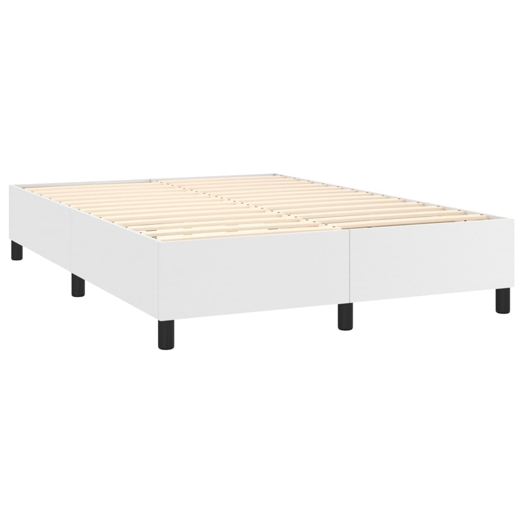 Cama com molas/colchão 140x190 cm couro artificial branco