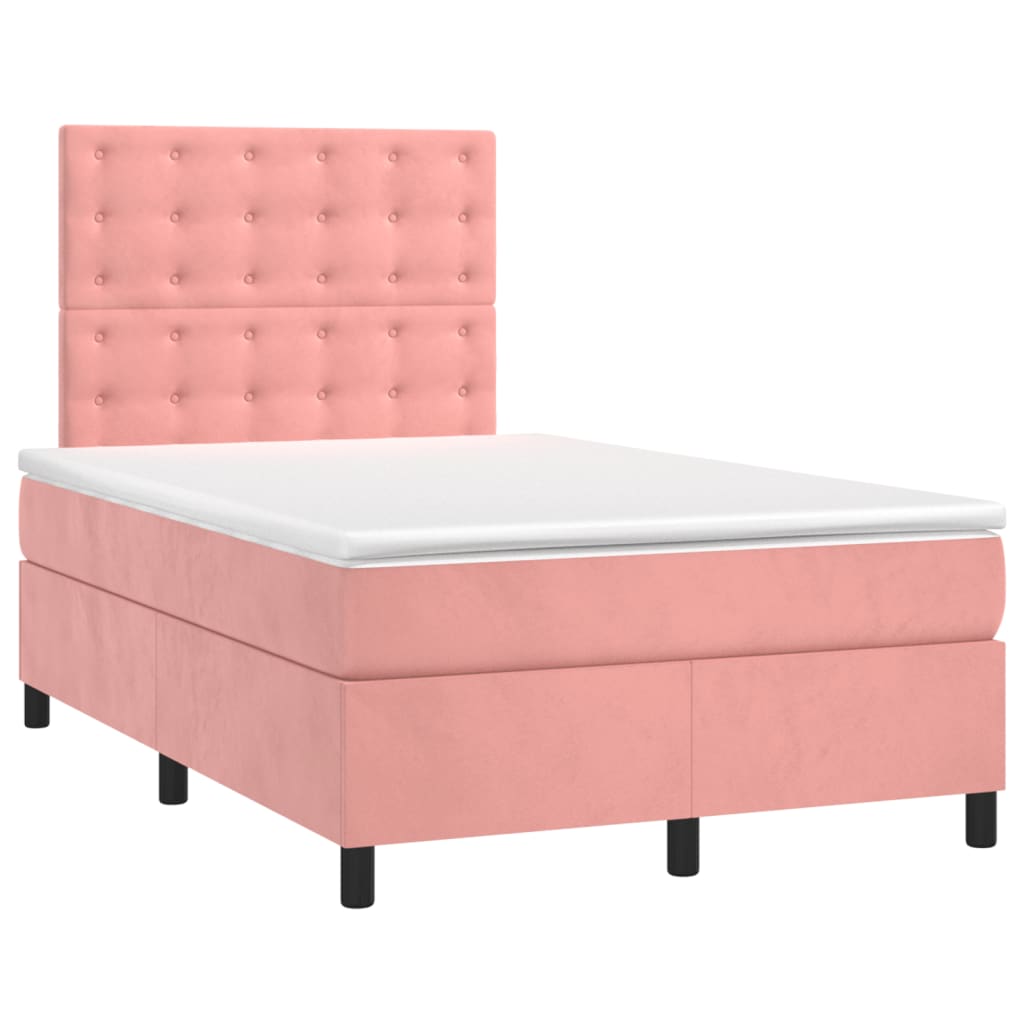 Cama boxspring com colchão 120x200 cm veludo rosa