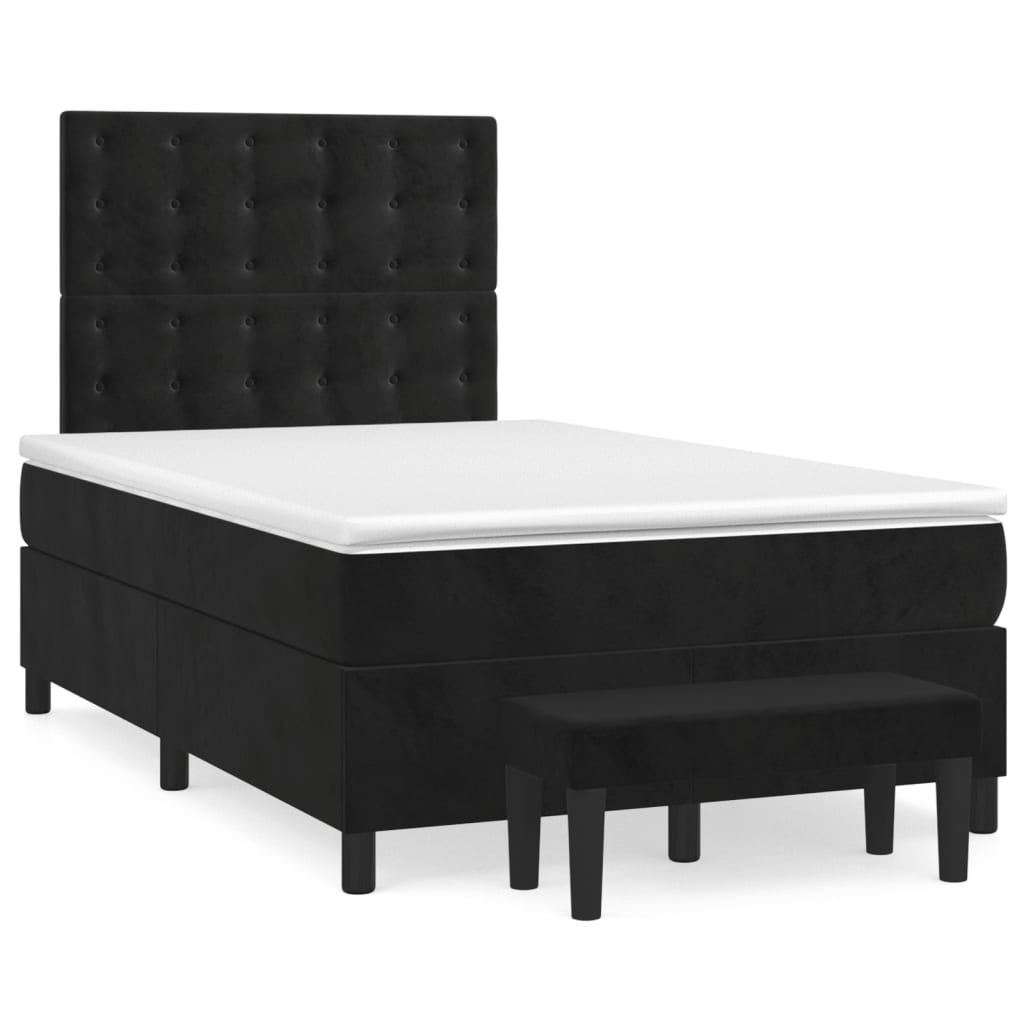 Cama boxspring com colchão 120x200 cm veludo preto