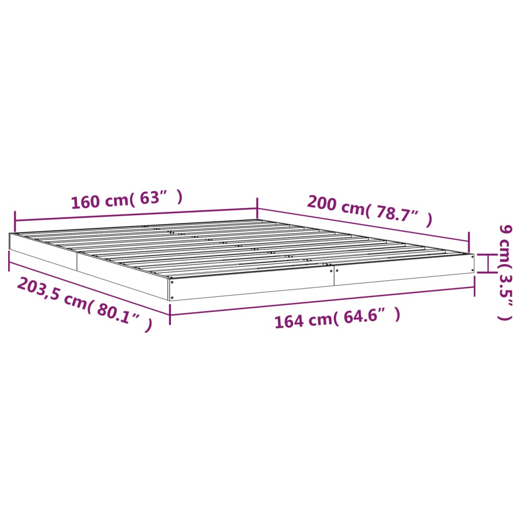 Estrutura de cama 160x200 cm madeira de pinho maciça