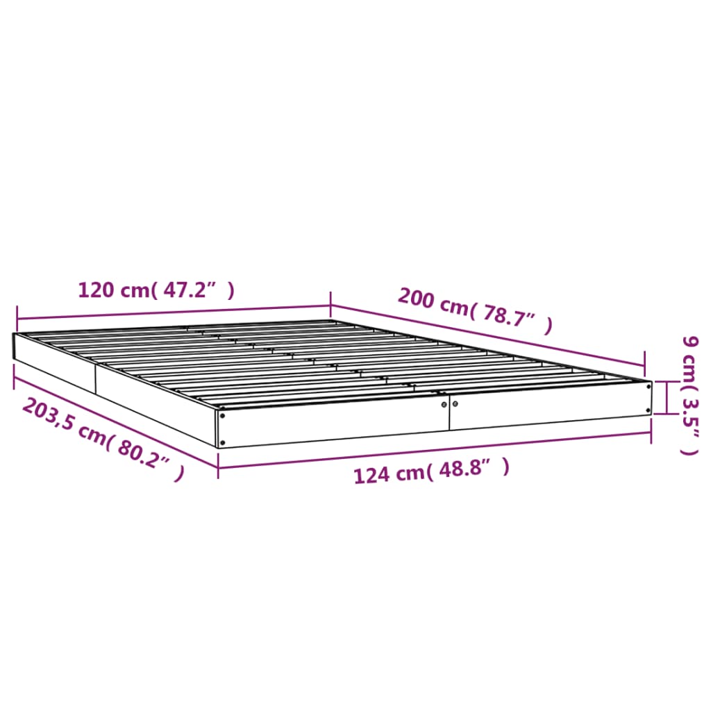 Estrutura de cama 120x200 cm madeira de pinho maciça