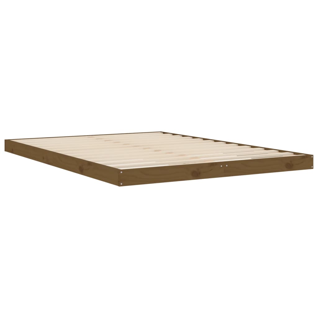 Estrutura de cama de casal 135x190 cm pinho maciço castanho mel