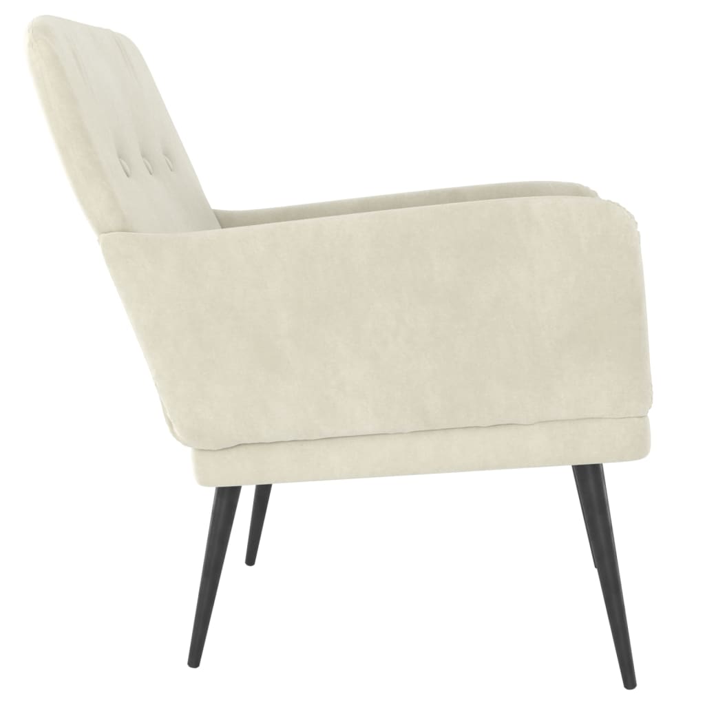 Cadeira c/ apoio de braços 62x79x79 cm veludo cor creme