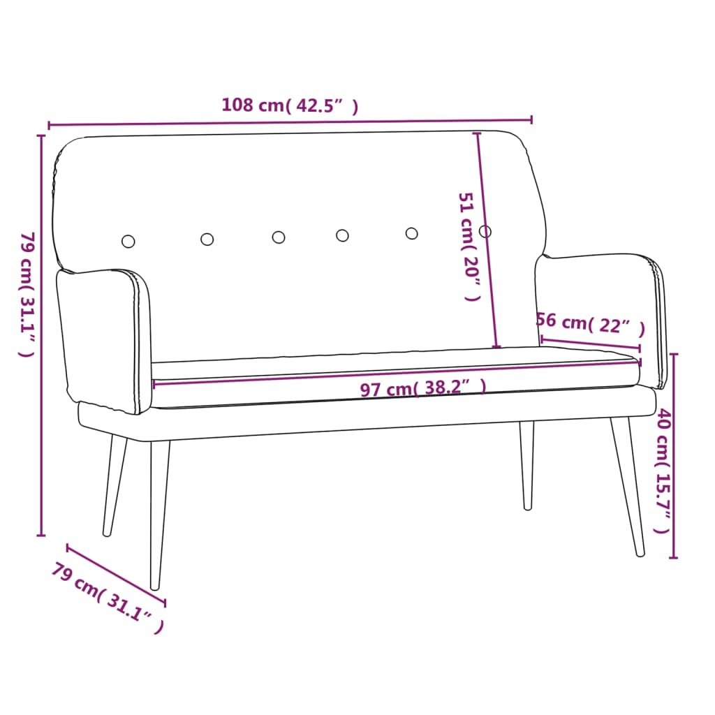 Banco 108x79x79 cm veludo rosa