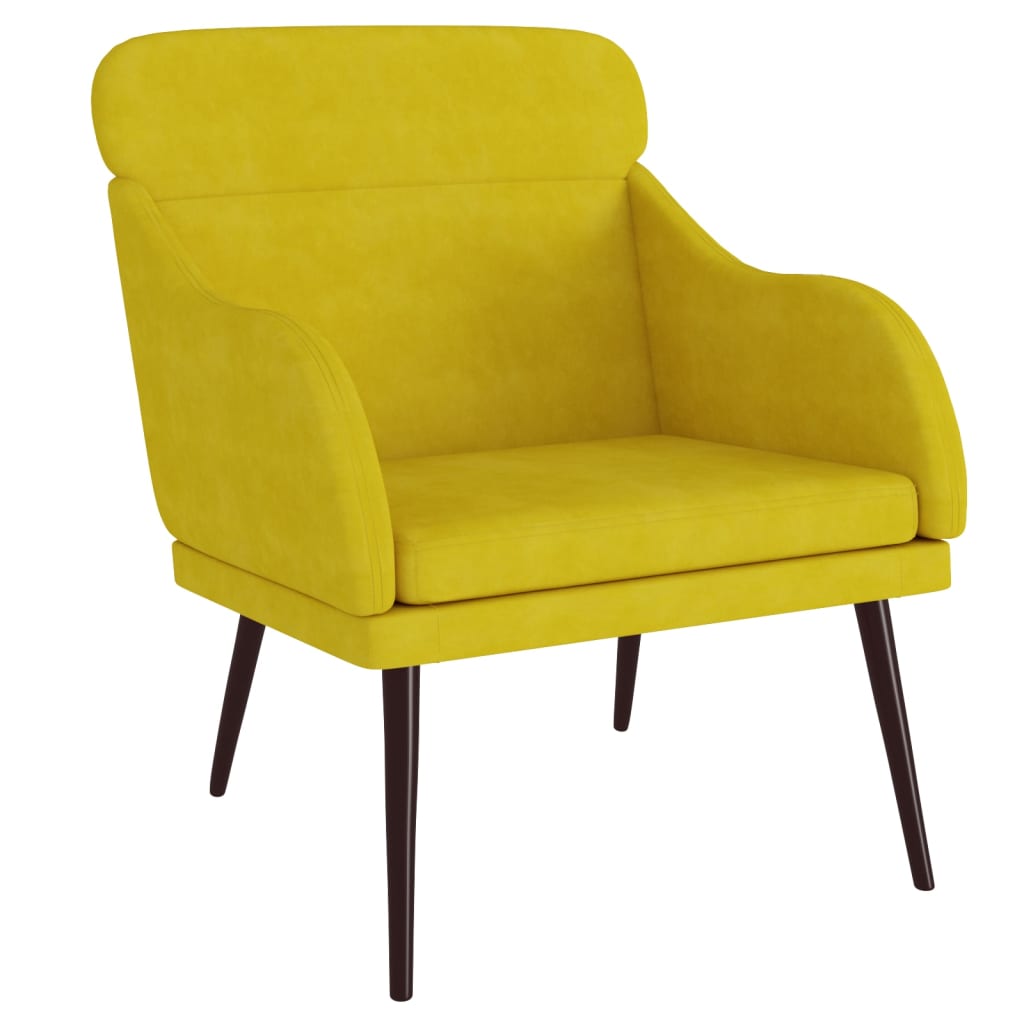 Cadeira c/ apoio de braços 63x76x80 cm veludo amarelo