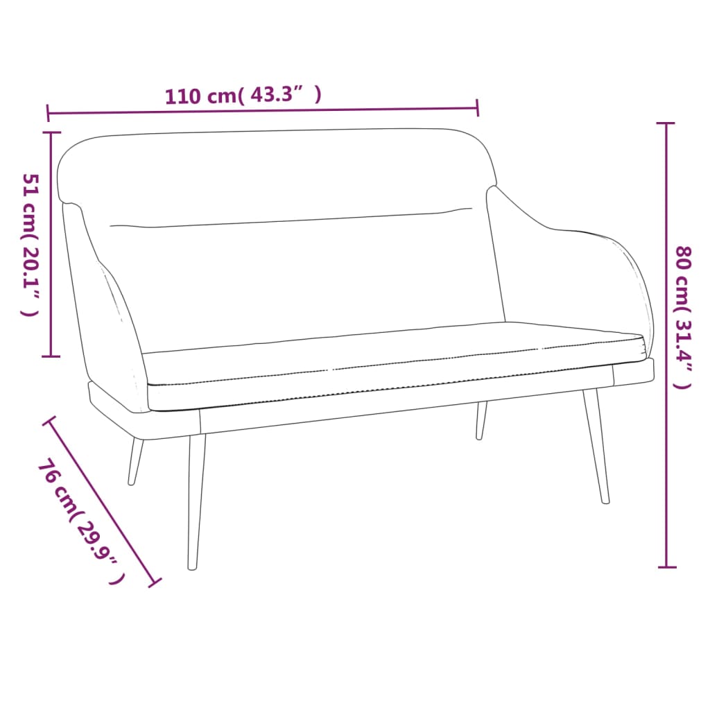 Banco 110x76x80 cm veludo rosa