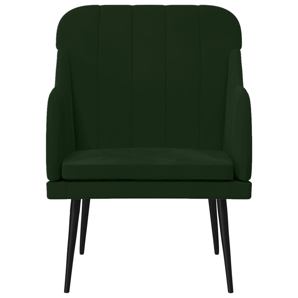 Cadeira c/ apoio de braços 63x76x80 cm veludo verde-escuro