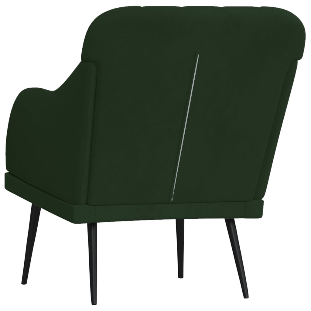 Cadeira c/ apoio de braços 63x76x80 cm veludo verde-escuro