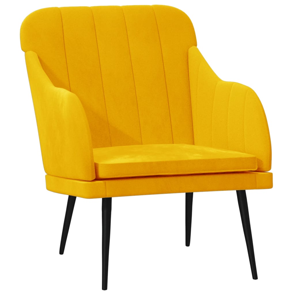 Cadeira c/ apoio de braços 63x76x80 cm veludo amarelo