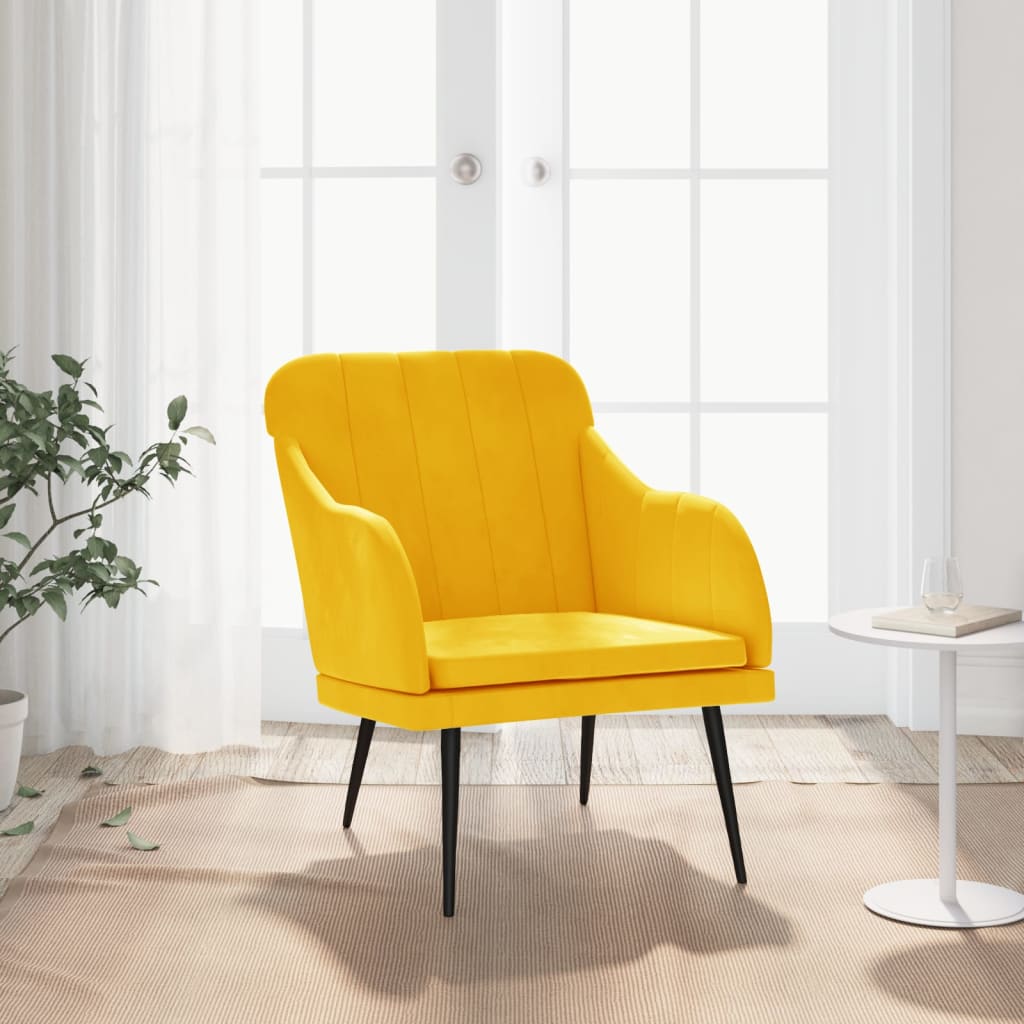 Cadeira c/ apoio de braços 63x76x80 cm veludo amarelo