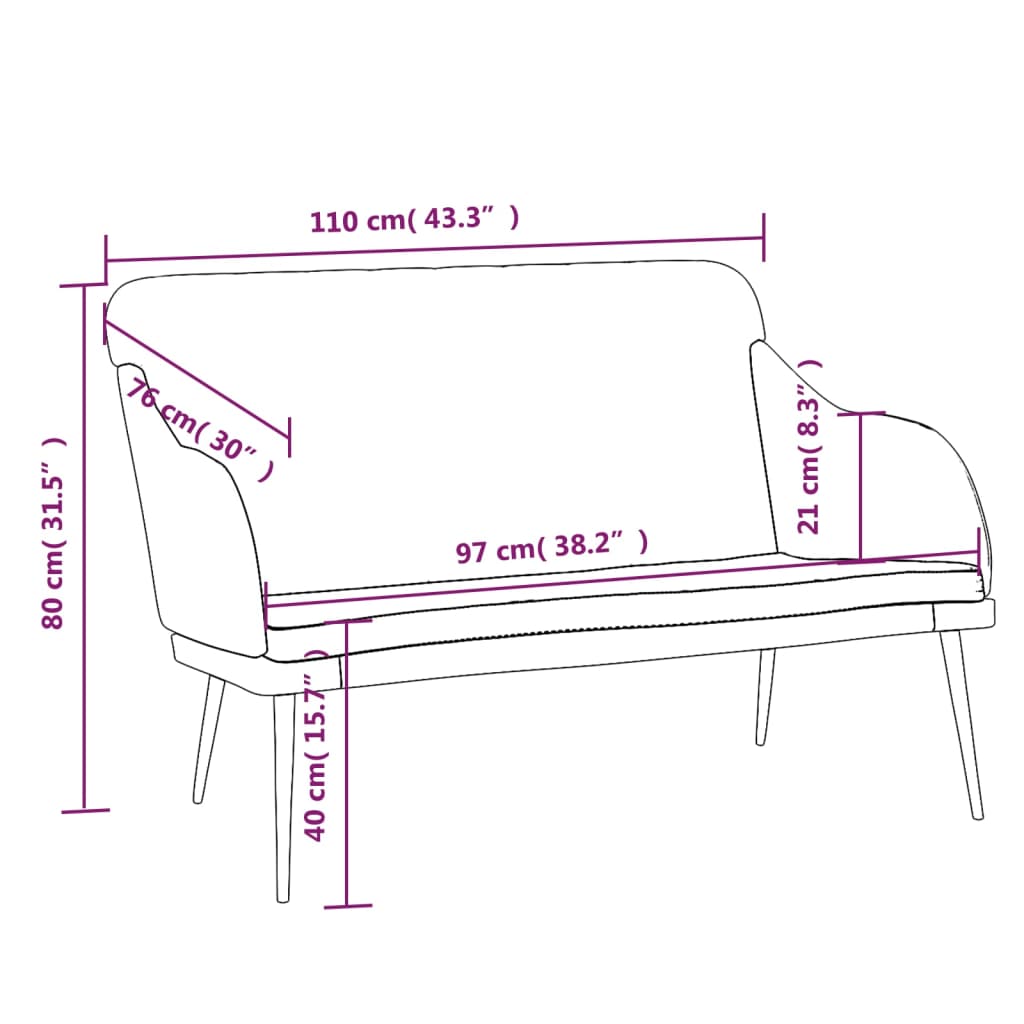 Banco 110x76x80 cm veludo preto