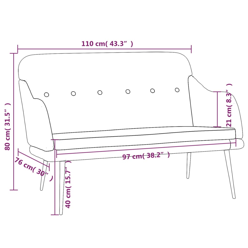 Banco 110x76x80 cm tecido cinzento-acastanhado