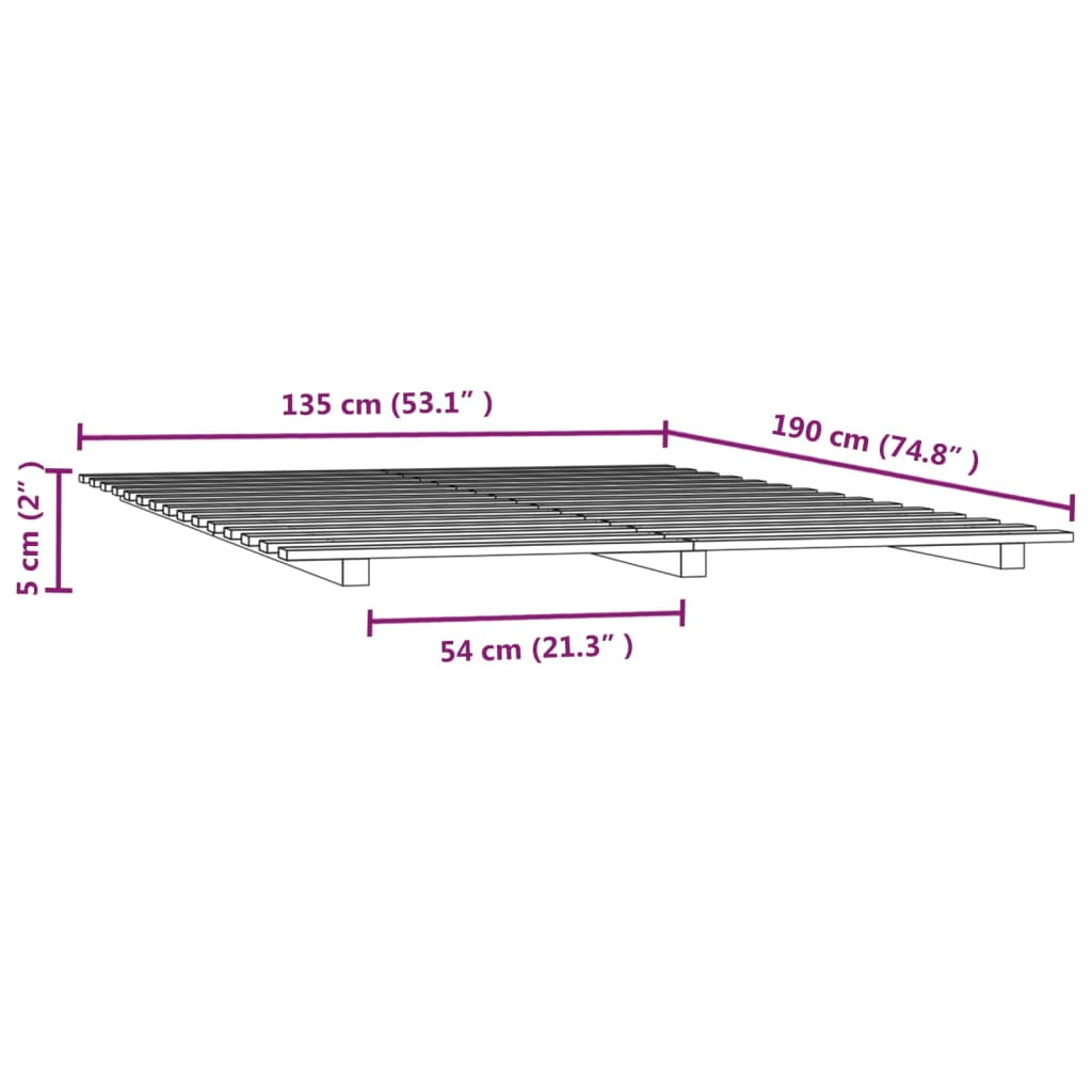 Estrutura de cama 135x190 cm madeira de pinho maciça