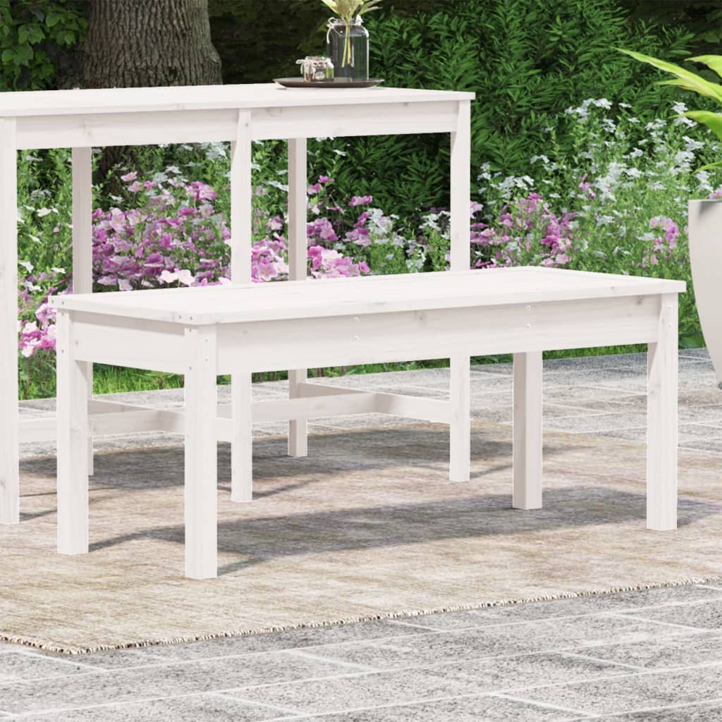 Banco de jardim 109x44x45 cm madeira de pinho maciça branco