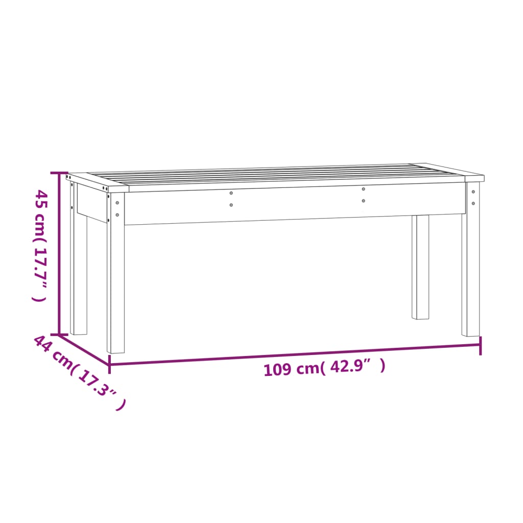 Banco de jardim 109x44x45 cm madeira de pinho maciça branco