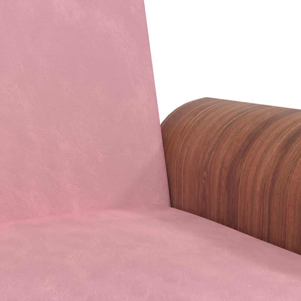 Sofá-cama com suporte para copos veludo rosa