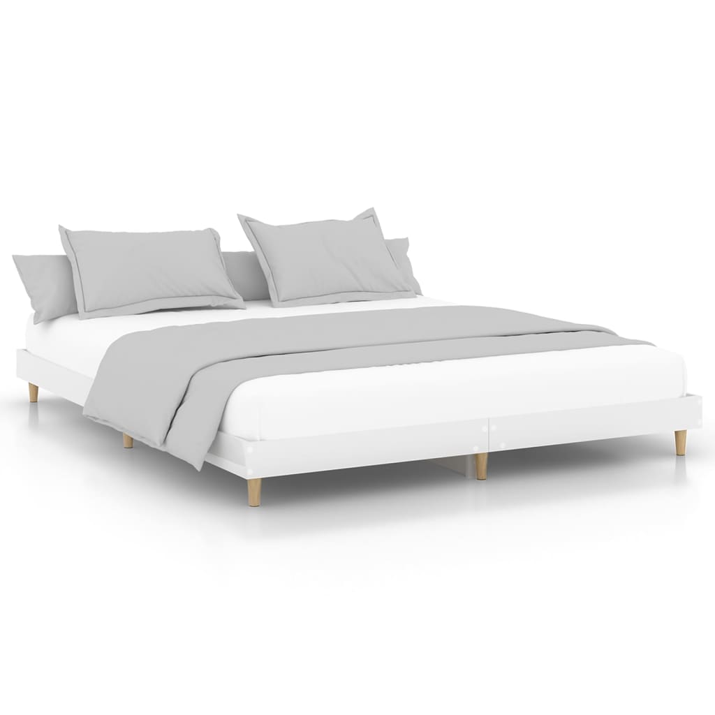 Estrutura de cama 180x200 cm derivados madeira branco brilhante