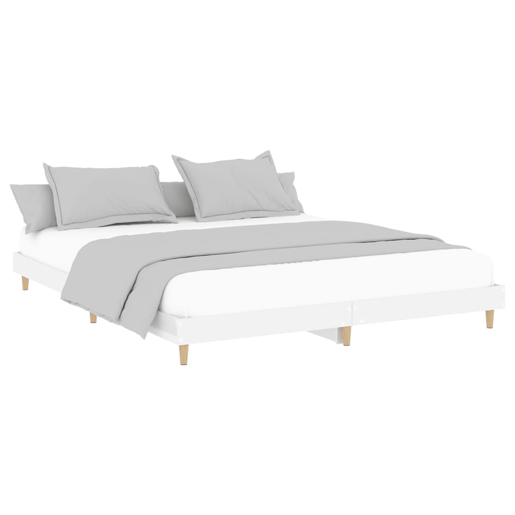 Estrutura de cama 180x200 cm derivados madeira branco brilhante