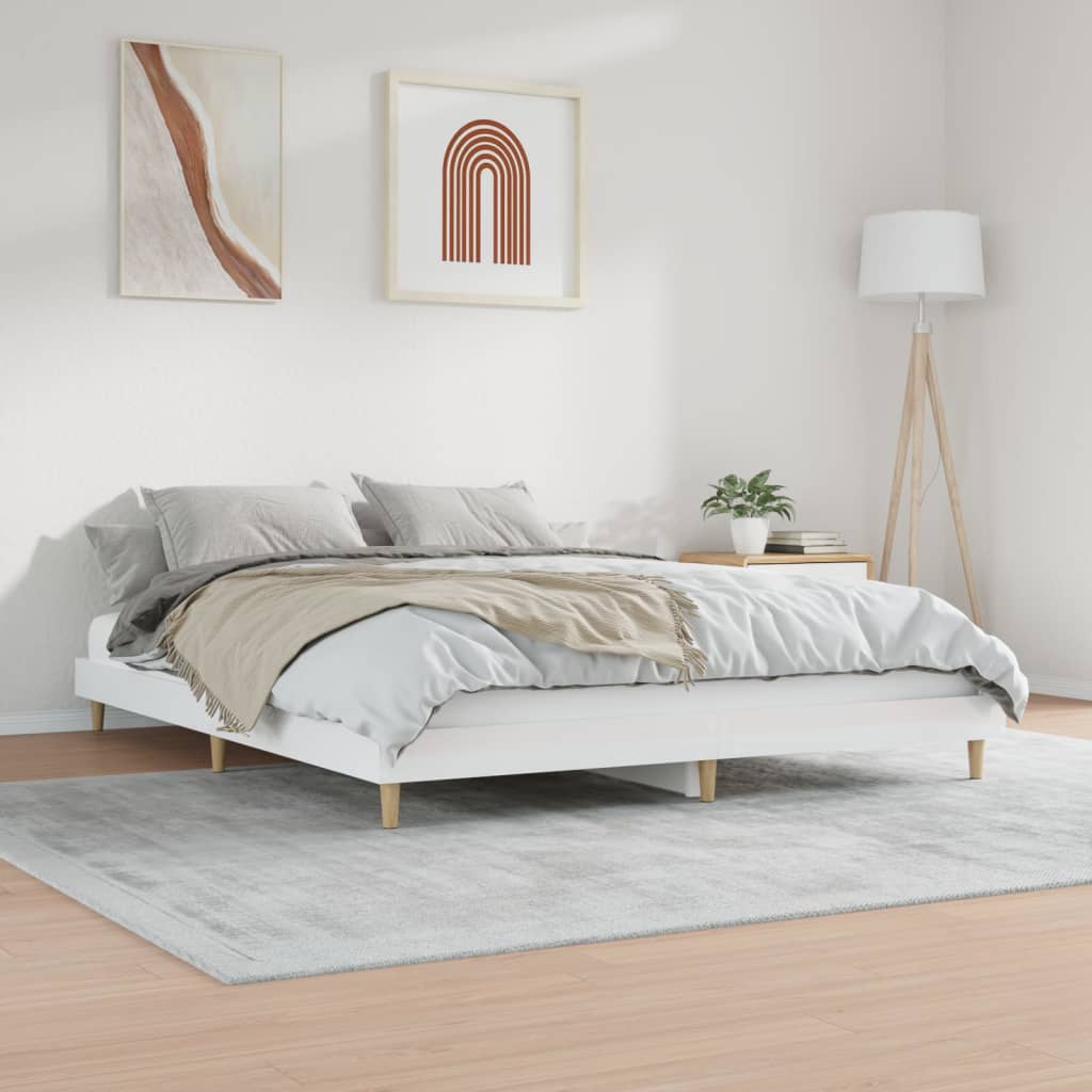 Estrutura de cama 180x200 cm derivados madeira branco brilhante