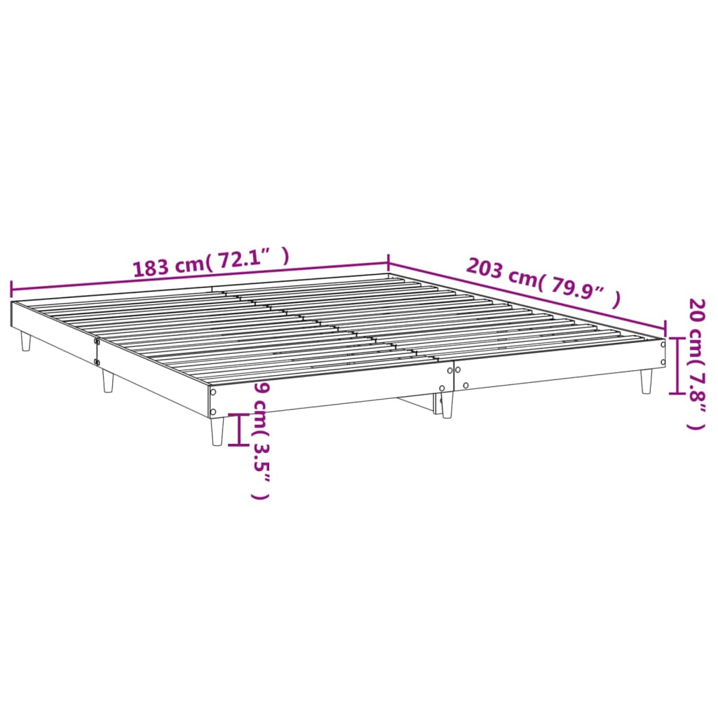 Estrutura de cama 180x200 cm derivados madeira branco brilhante