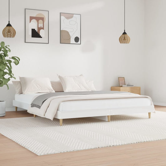 Estrutura de cama 180x200 cm derivados madeira branco brilhante