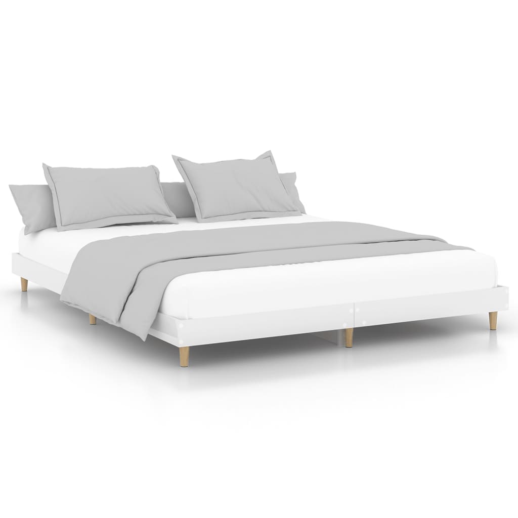 Estrutura de cama 150x200 cm derivados madeira branco brilhante