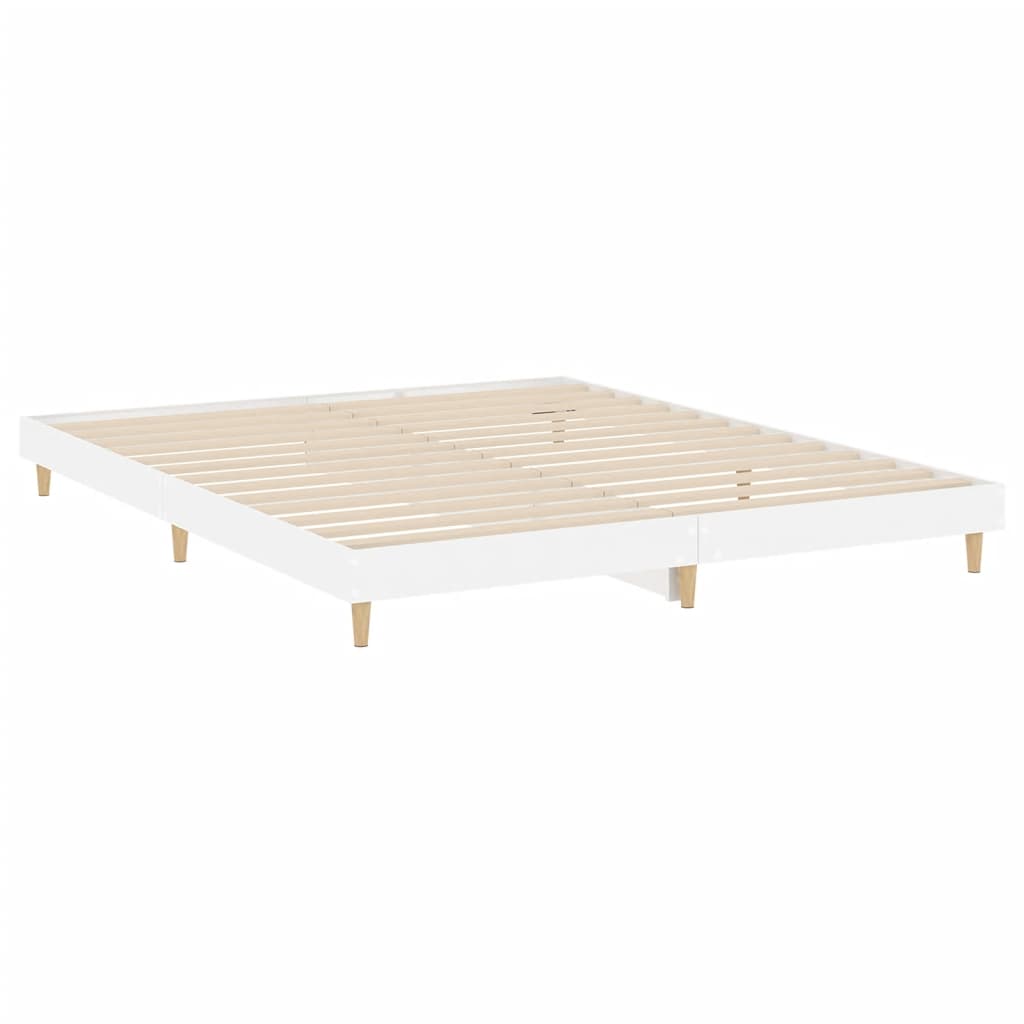 Estrutura de cama 150x200 cm derivados madeira branco brilhante