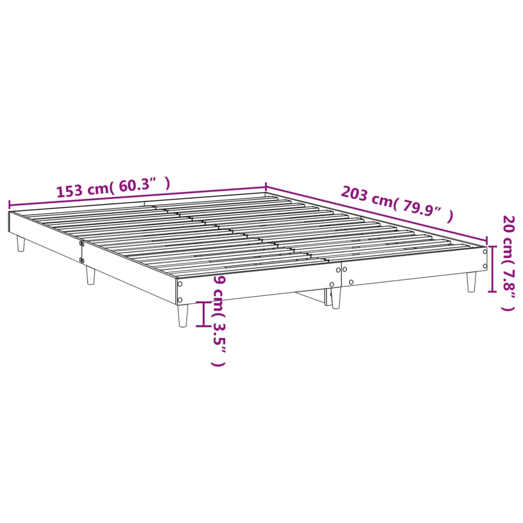 Estrutura de cama 150x200 cm derivados madeira branco brilhante