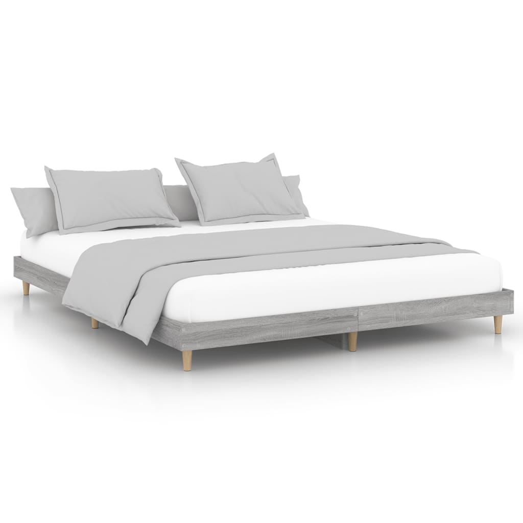 Estrutura de cama 150x200 cm derivados de madeira cinza sonoma