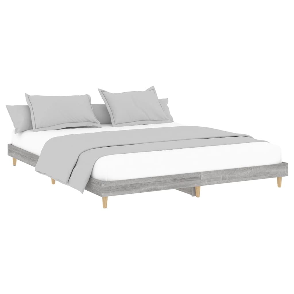 Estrutura de cama 150x200 cm derivados de madeira cinza sonoma