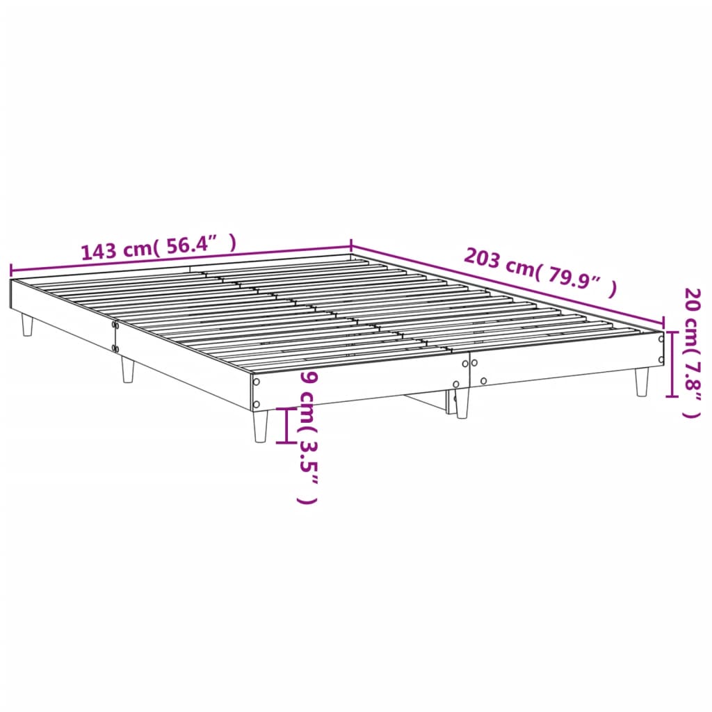 Estrutura de cama 140x200 cm derivados de madeira cinza cimento