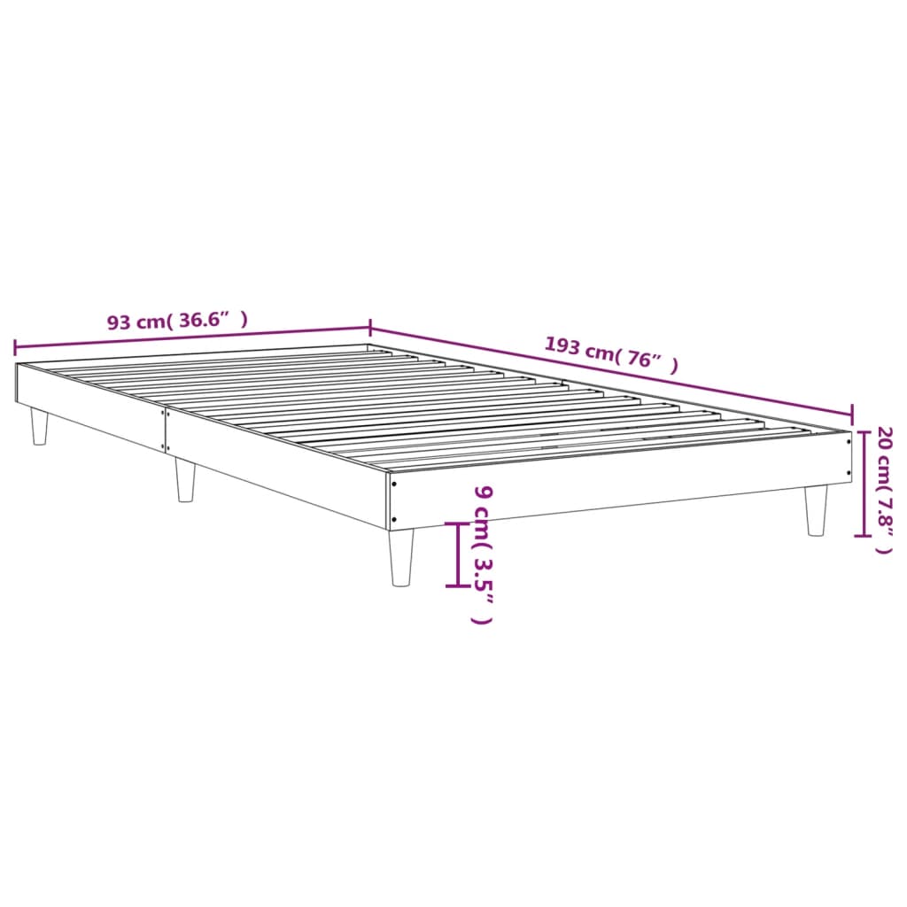 Estrutura de cama 90x190 cm derivados de madeira cinza cimento