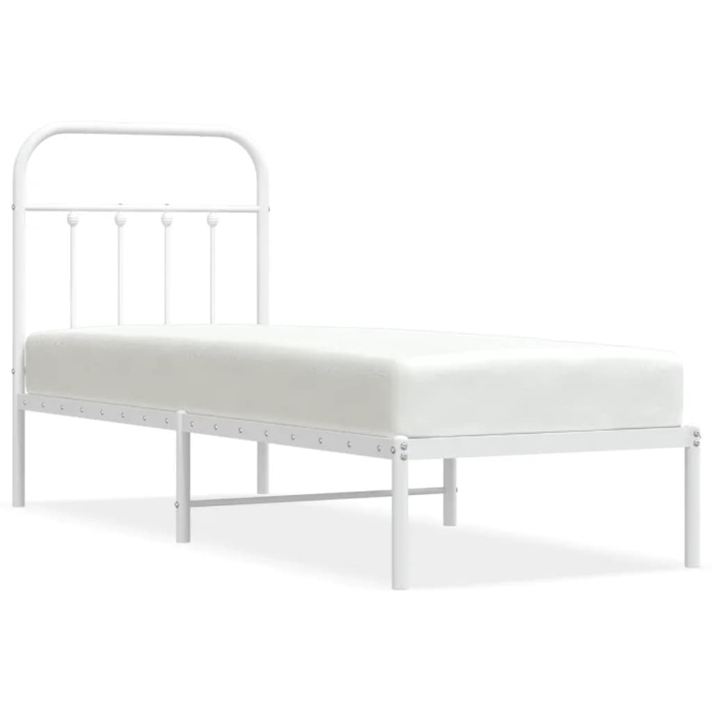 Estrutura de cama com cabeceira 75x190 cm metal branco