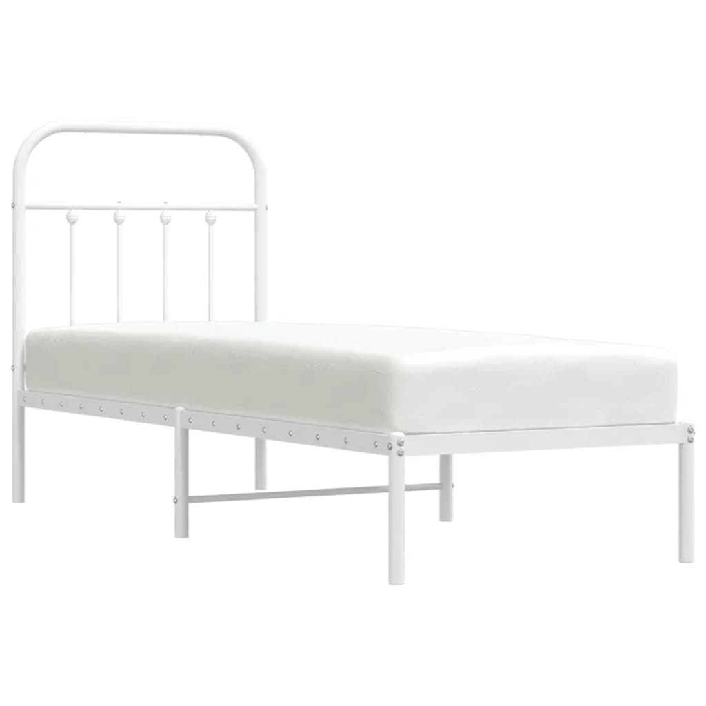 Estrutura de cama com cabeceira 75x190 cm metal branco