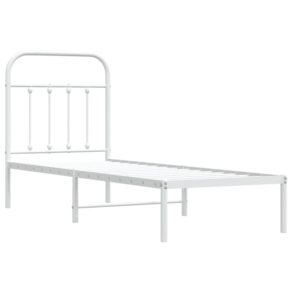 Estrutura de cama com cabeceira 75x190 cm metal branco