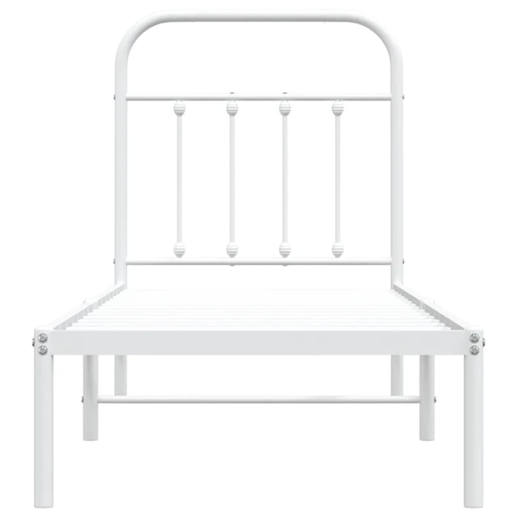 Estrutura de cama com cabeceira 75x190 cm metal branco