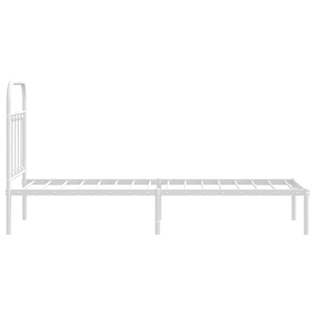 Estrutura de cama com cabeceira 75x190 cm metal branco