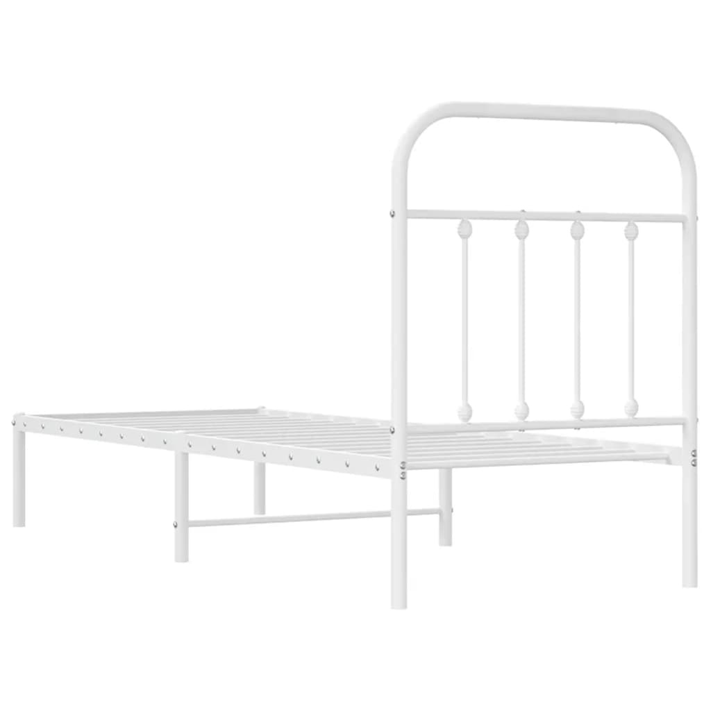 Estrutura de cama com cabeceira 75x190 cm metal branco