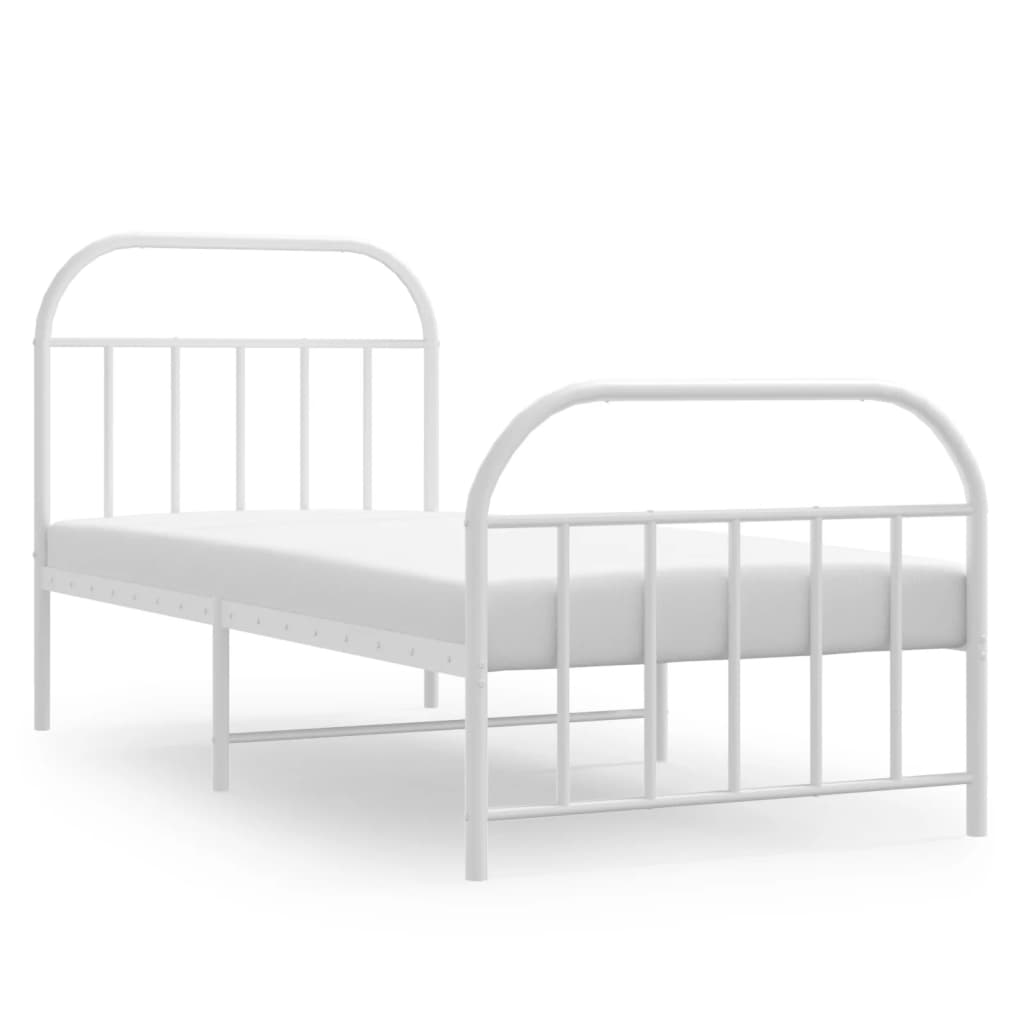 Estrutura de cama com cabeceira e pés 80x200 cm metal branco