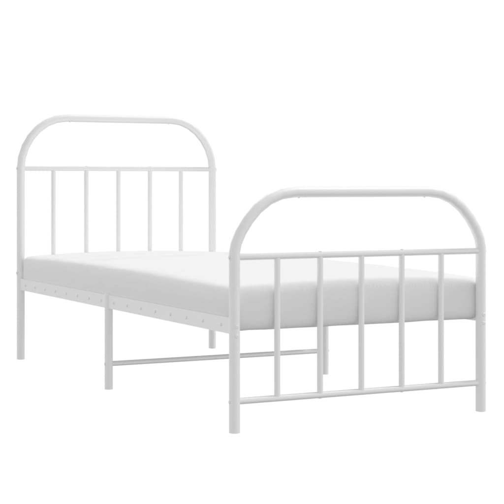 Estrutura de cama com cabeceira e pés 80x200 cm metal branco