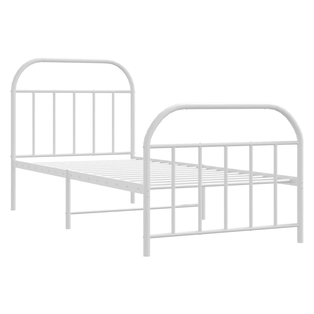 Estrutura de cama com cabeceira e pés 80x200 cm metal branco