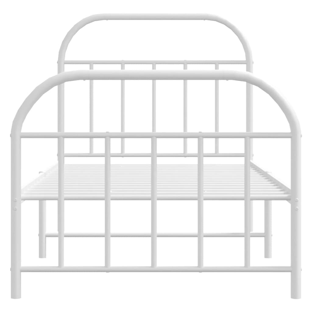 Estrutura de cama com cabeceira e pés 80x200 cm metal branco