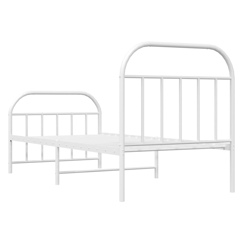 Estrutura de cama com cabeceira e pés 80x200 cm metal branco