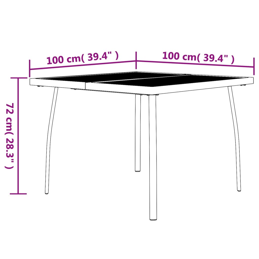 3 pcs conjunto de jantar para jardim aço antracite